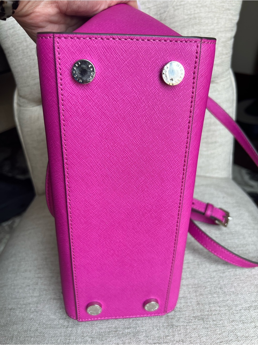 Michael Kors Hot Pink Studded Saffiano Satchel - Picture 4 of 8